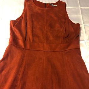 Short sleeve faux suede dress
